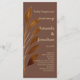 Programa de Bodas Modernas de Café Marrón y Leaf d