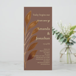 Programa de Bodas Modernas de Café Marrón y Leaf d