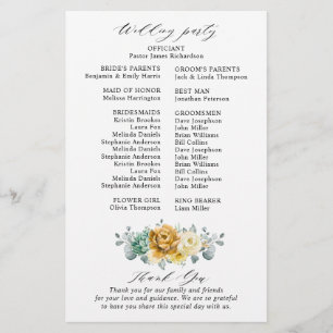 Programa de bodas modernas de mustard amarillo flo