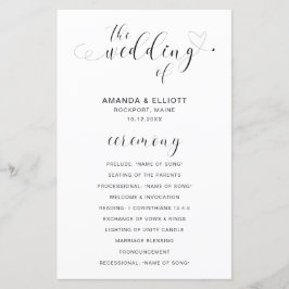 Programa de Bodas Modernas del Corazón Blanco y Ne