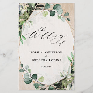 Programa de bodas modernas Eucalyptus Sage Greener