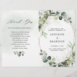 Programa de bodas modernas Eucalyptus Sage Greener