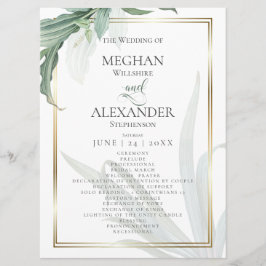 Programa de bodas | Modernas hojas tropicales eleg