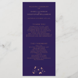 Programa de bodas moderno con flores de cobre y az