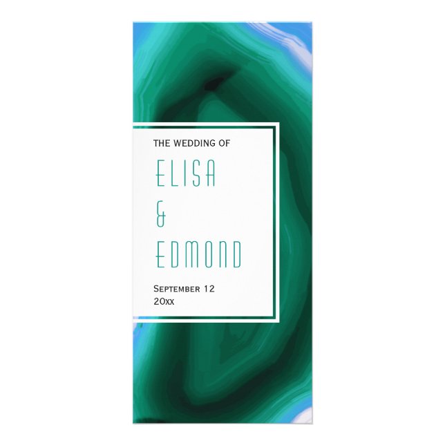 Programa de bodas moderno de ágiles verdes y azule (Frente)