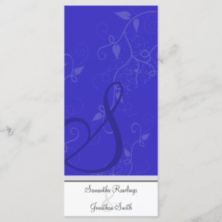 Programa de bodas - Monograma Floral Azul Real