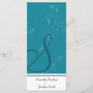 Programa de bodas - Monograma Floral Turquesa