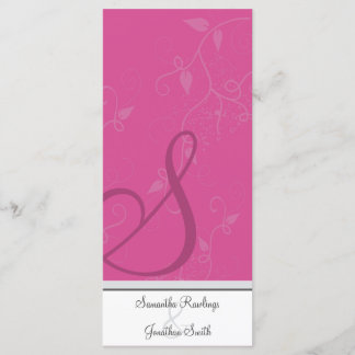 Programa de bodas - Monograma Fuchsia Floral Rosa