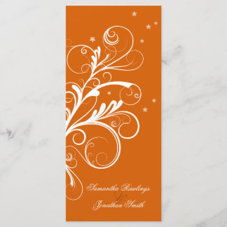 Programa De Bodas Naranja Floral Blanca Elegante S