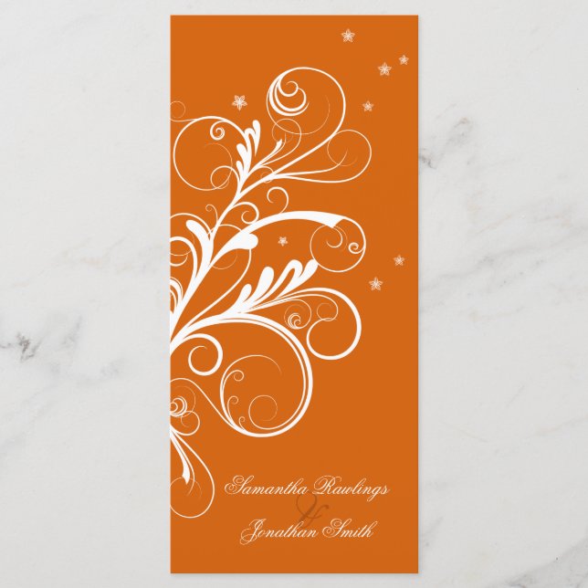 Programa De Bodas Naranja Floral Blanca Elegante S (Anverso)