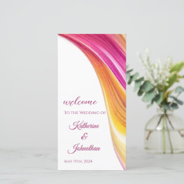 Programa de bodas - Naranja rosa-abstracto moderno