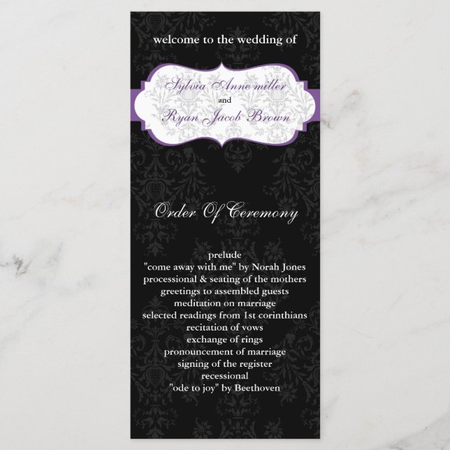 programa de bodas negras púrpura (Anverso)