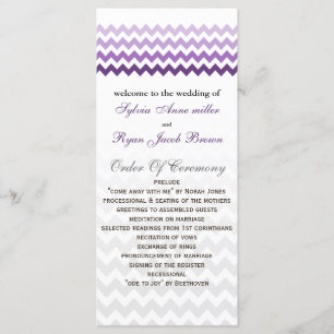 Programa de bodas Ombre púrpura de chevron
