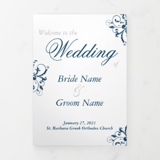 Programa de bodas ortodoxo griego trifold
