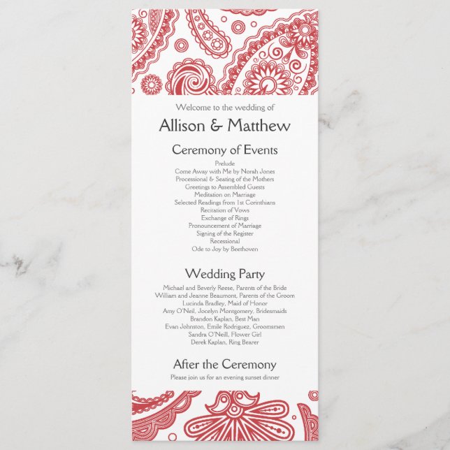 Programa de Bodas Paisley en India (Anverso)