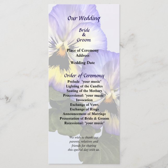 Programa de Bodas Pansy Duo (Anverso)