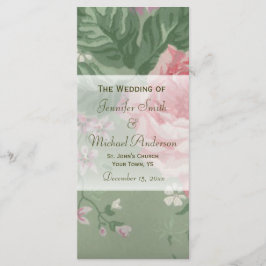 Programa de bodas para Boda de rosa verde y rosa r