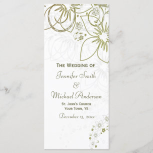 Programa de Bodas para Boda Sencillo Verde y Dorad