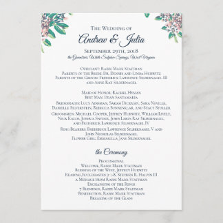 Programa de bodas para Julia y Andrew