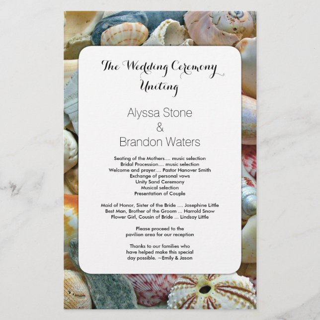 Programa de Bodas Personalizadas Beachcombers Seas (Anverso)