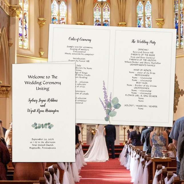 Programa de bodas plegadas Eucalyptus Papel de fel (Subido por el creador)