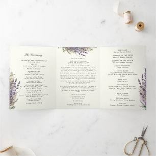 Programa de bodas plegadas Lavender Regal
