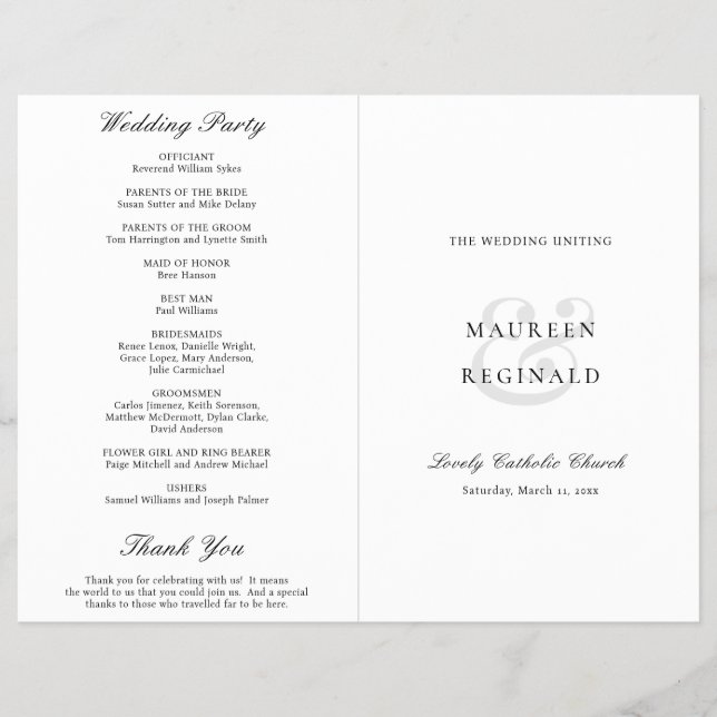 Programa de Bodas Presupuestarias Católicas Formal (Frente)