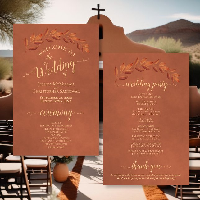 Programa de Bodas Presupuestarias Terracota & Rust (Front/Back)