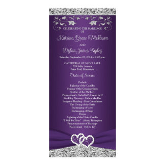 Programa de Bodas Purple, Gray Love Hearts