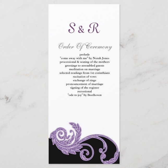 programa de bodas púrpura (Anverso)