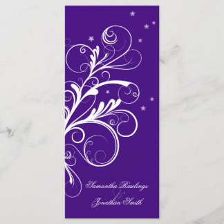 Programa De Bodas Púrpura Floral Blanco Elegante S