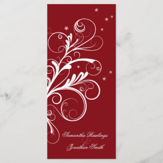 Programa De Bodas Red Floral Blanco Elegante Swirl