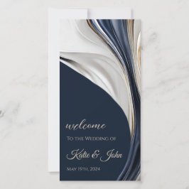 Programa de bodas-Resumen moderno Azul y Oro-