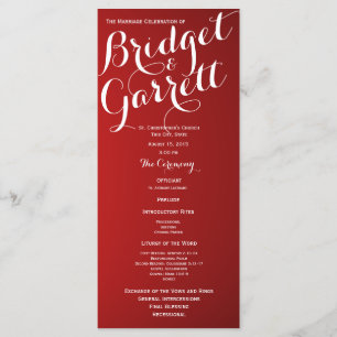 Programa de bodas rojas de texto de diseñador