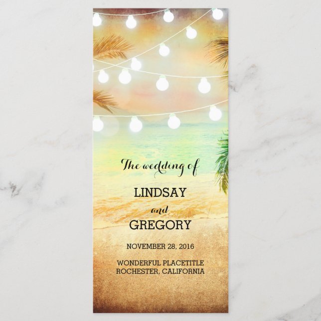 programa de bodas románticas con puesta de sol en  (Anverso)