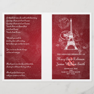 Programa de bodas Romántico París Rojo