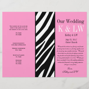 Programa de bodas rosadas Patrón de rayas de cebra