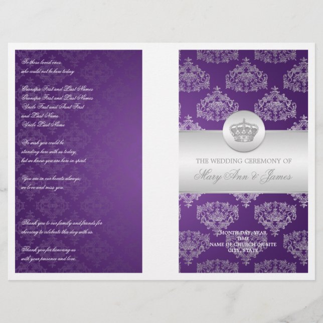 Programa de Bodas Royal Crown Purple (Anverso)