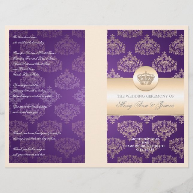 Programa de Bodas Royal Crown Purple (Anverso)