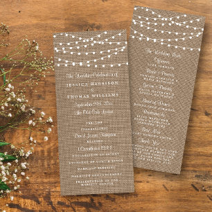 Programa de bodas Rustic Burlap String Lights