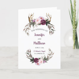 Programa de bodas Rustic Purple Plum Peonies Antle