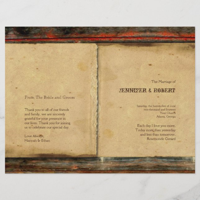 Programa de Bodas Rústicas de Madera (Anverso)