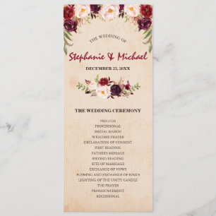 Programa de Bodas Rústicas Florales Rojas de Borgo