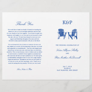 Programa de bodas   Sillas Blue Adirondack Beach