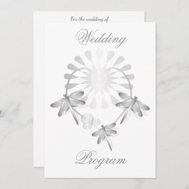 Programa de bodas Silver Dragonflies Heart (Anverso / Reverso)