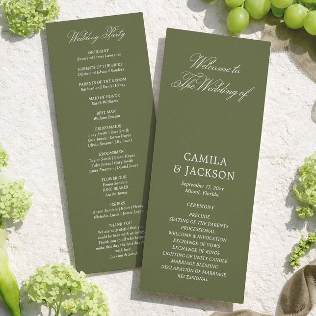 Programa de Bodas Simple Plano Verde Oliva (Subido por el creador)