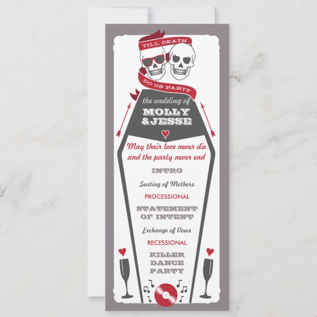 Programa de bodas Skeleton - Red Valentine (Anverso)
