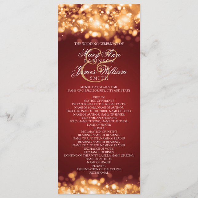 Programa de bodas Sparkling Lights Gold (Anverso)