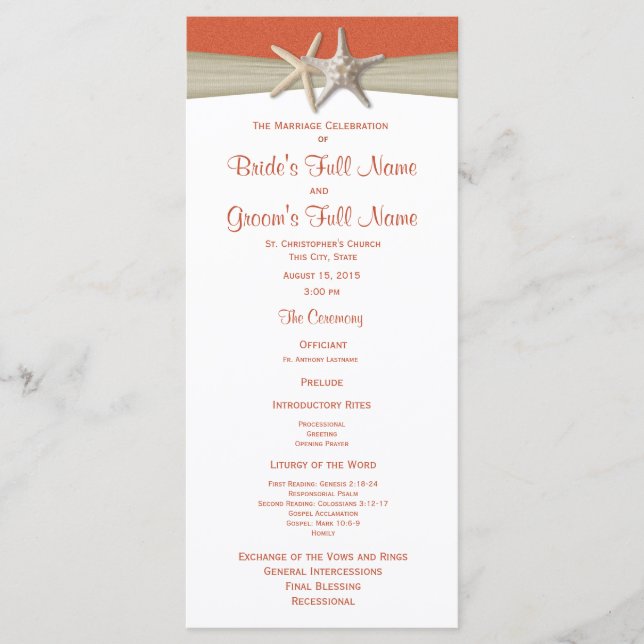 Programa de Bodas Starfish and Burlap Beach (Anverso)