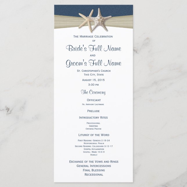 Programa de Bodas Starfish and Burlap Blue Beach (Anverso)